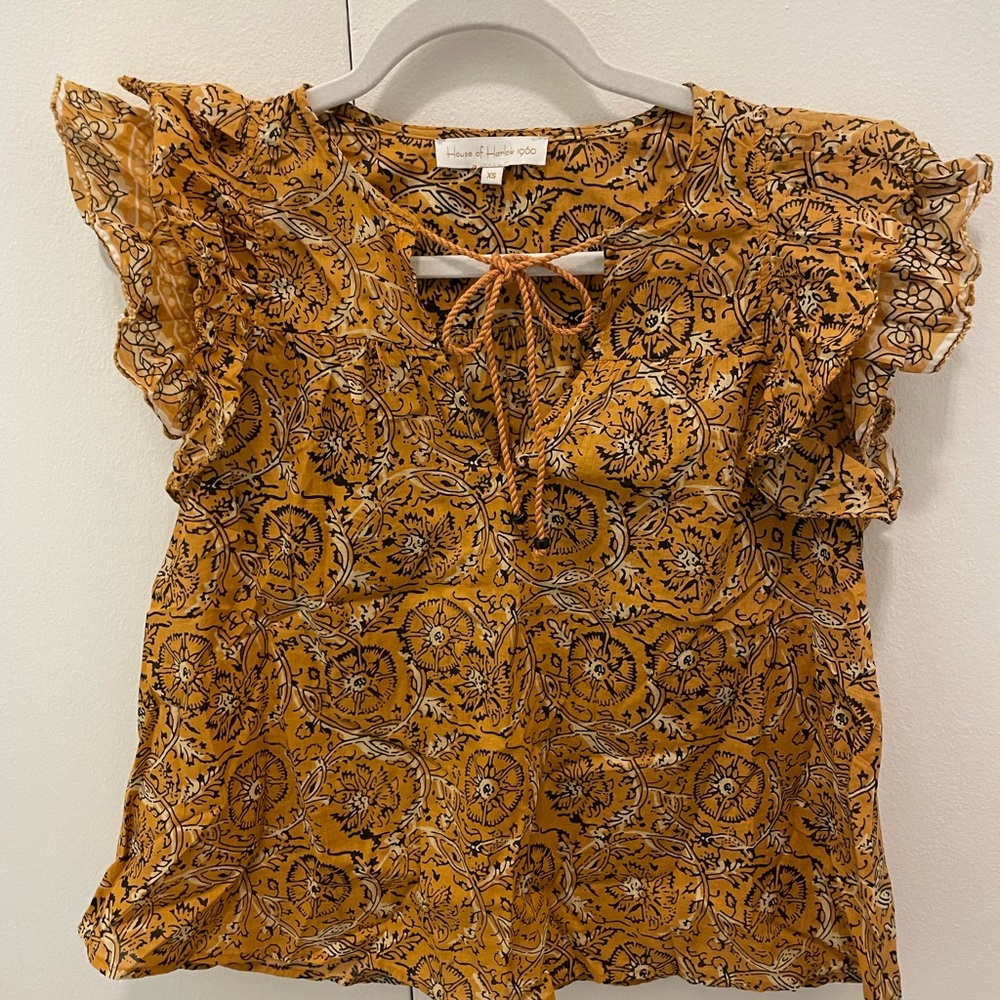 House of Harlow 1960 Yellow Patterned Blouse